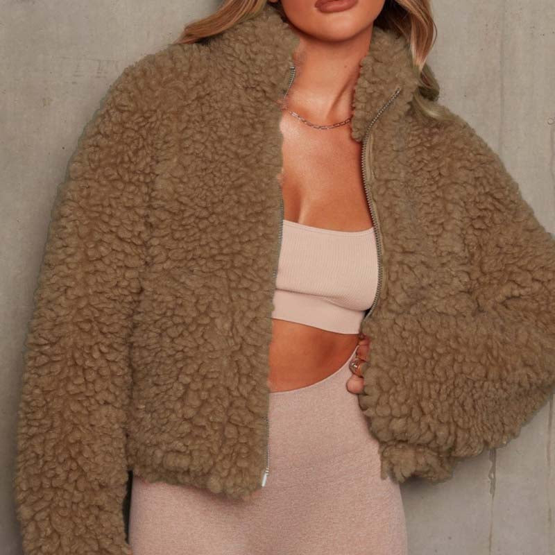 Casual Solid Patchwork Basic Zipper Collar Outerwear GJ0017 Furdela
