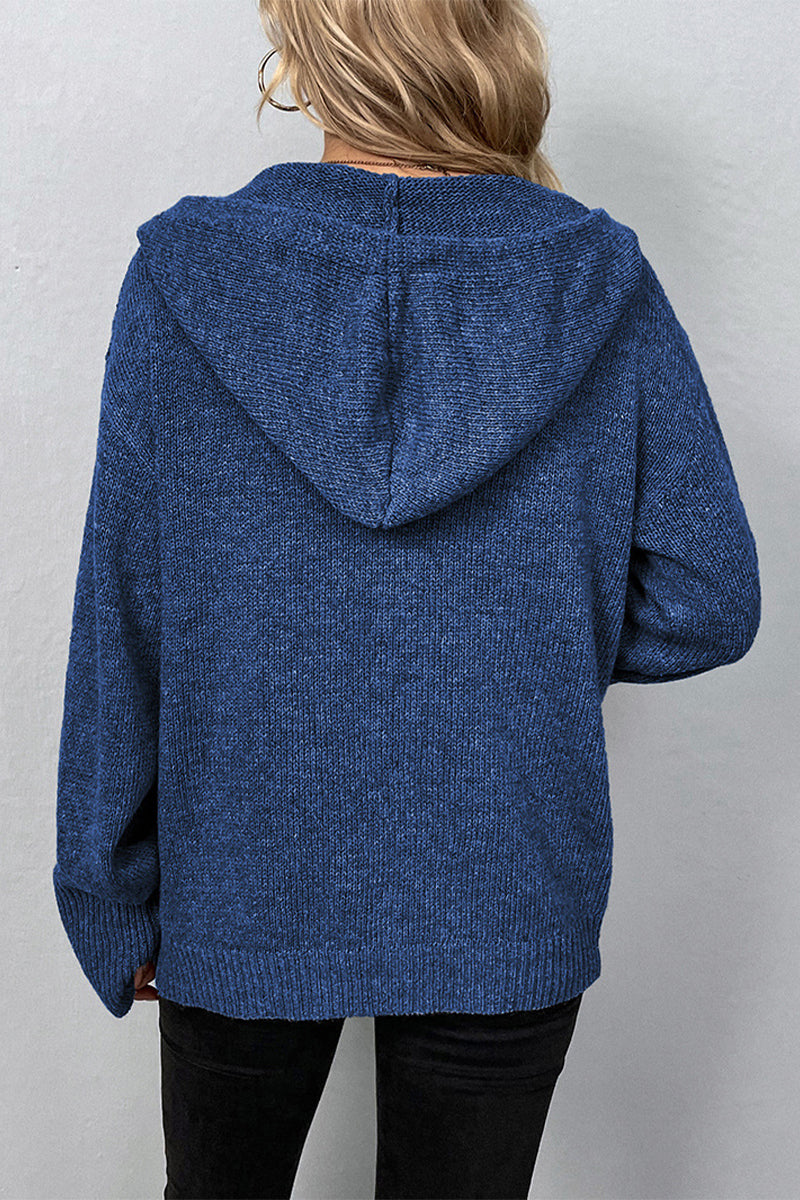 Casual Solid Buttons Hooded Collar Tops GJ0014 Furdela