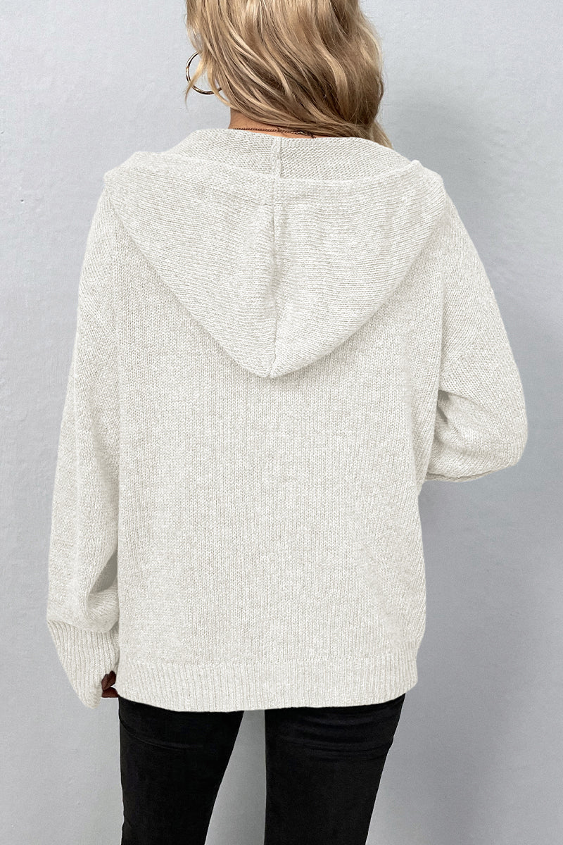 Casual Solid Buttons Hooded Collar Tops GJ0014 Furdela