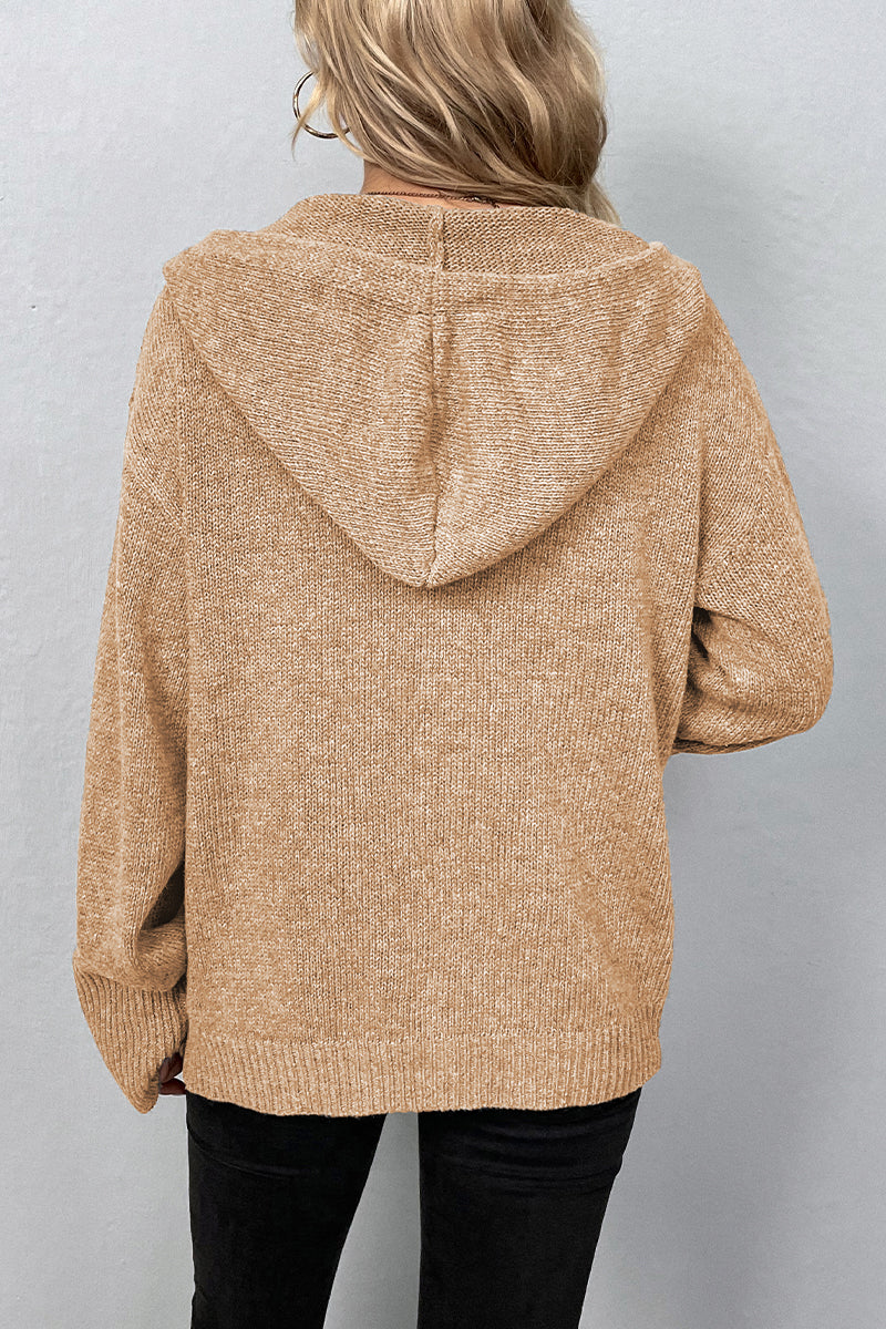 Casual Solid Buttons Hooded Collar Tops GJ0014 Furdela