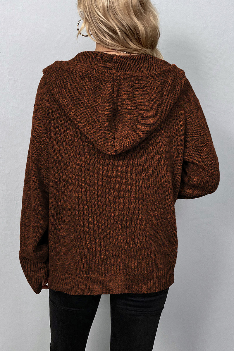 Casual Solid Buttons Hooded Collar Tops GJ0014 Furdela