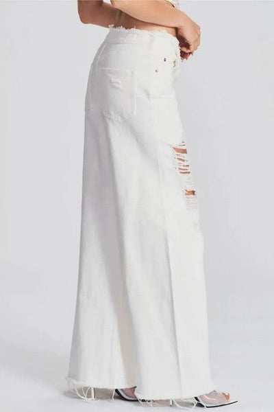 Casual Solid Ripped Patchwork Mid Waist Regular Denim Jeans (Subject To The Actual Object) Furdela