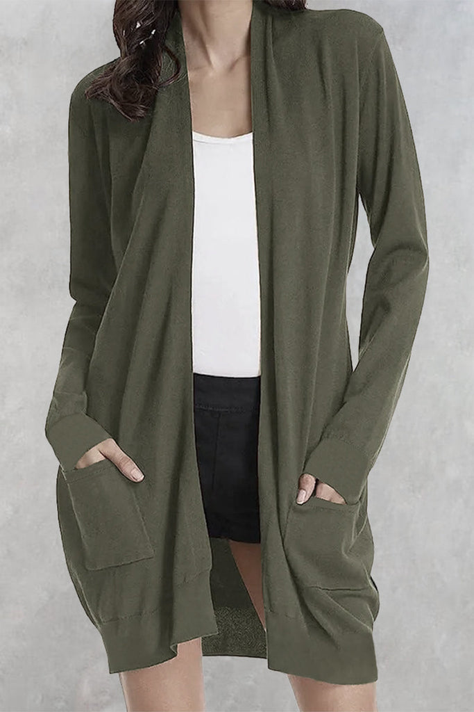 Casual Solid Pocket Cardigan Collar Outerwear bronxriverempiregardens