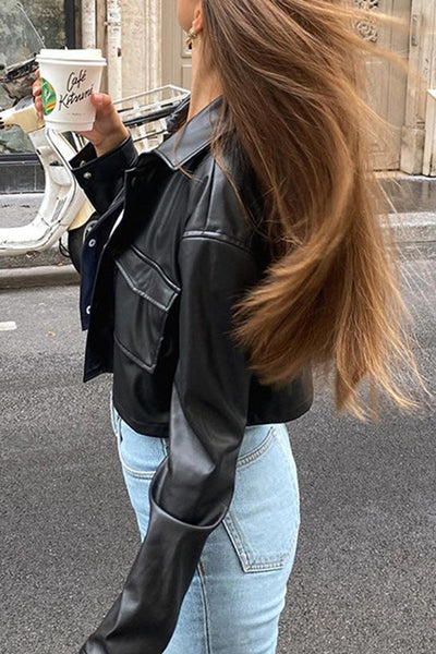 Casual Solid Buttons Turndown Collar Outerwear Furdela