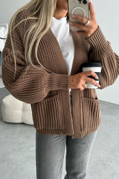 Elegant Solid Pocket V Neck Outerwear YE9843