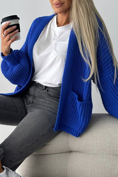 Elegant Solid Pocket V Neck Outerwear YE9843