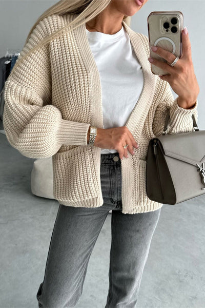 Elegant Solid Pocket V Neck Outerwear YE9843