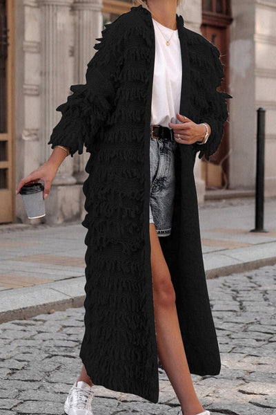 Sweet Solid Tassel Patchwork Cardigan Collar Outerwear YE9860