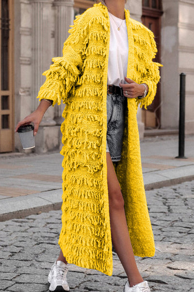 Sweet Solid Tassel Patchwork Cardigan Collar Outerwear YE9860