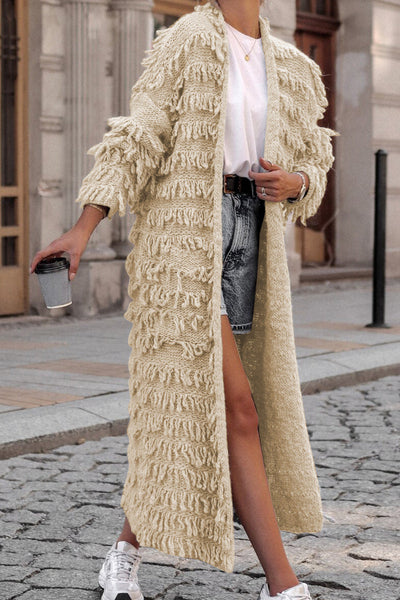 Sweet Solid Tassel Patchwork Cardigan Collar Outerwear YE9860