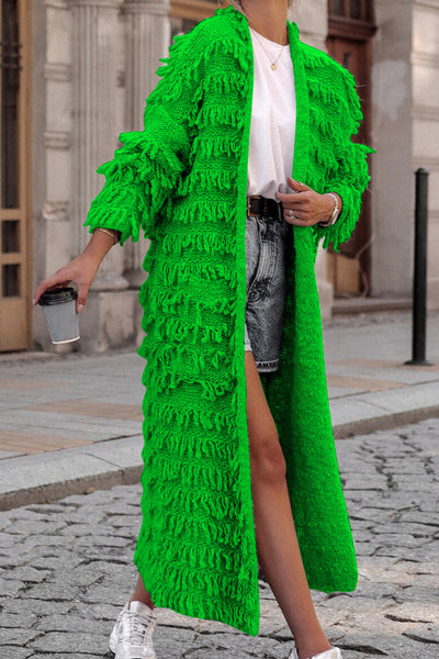 Sweet Solid Tassel Patchwork Cardigan Collar Outerwear YE9860