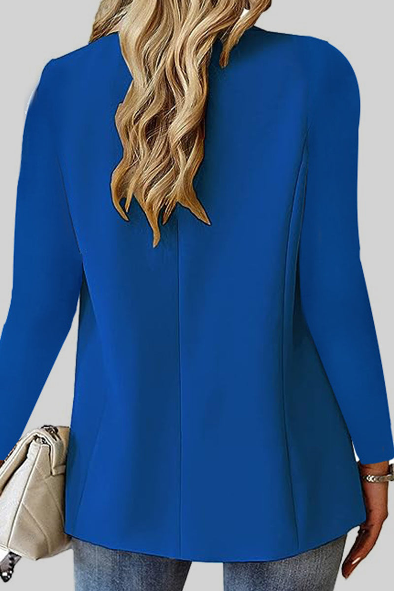 Casual Solid Cardigan Turn-back Collar Outerwear YE9856