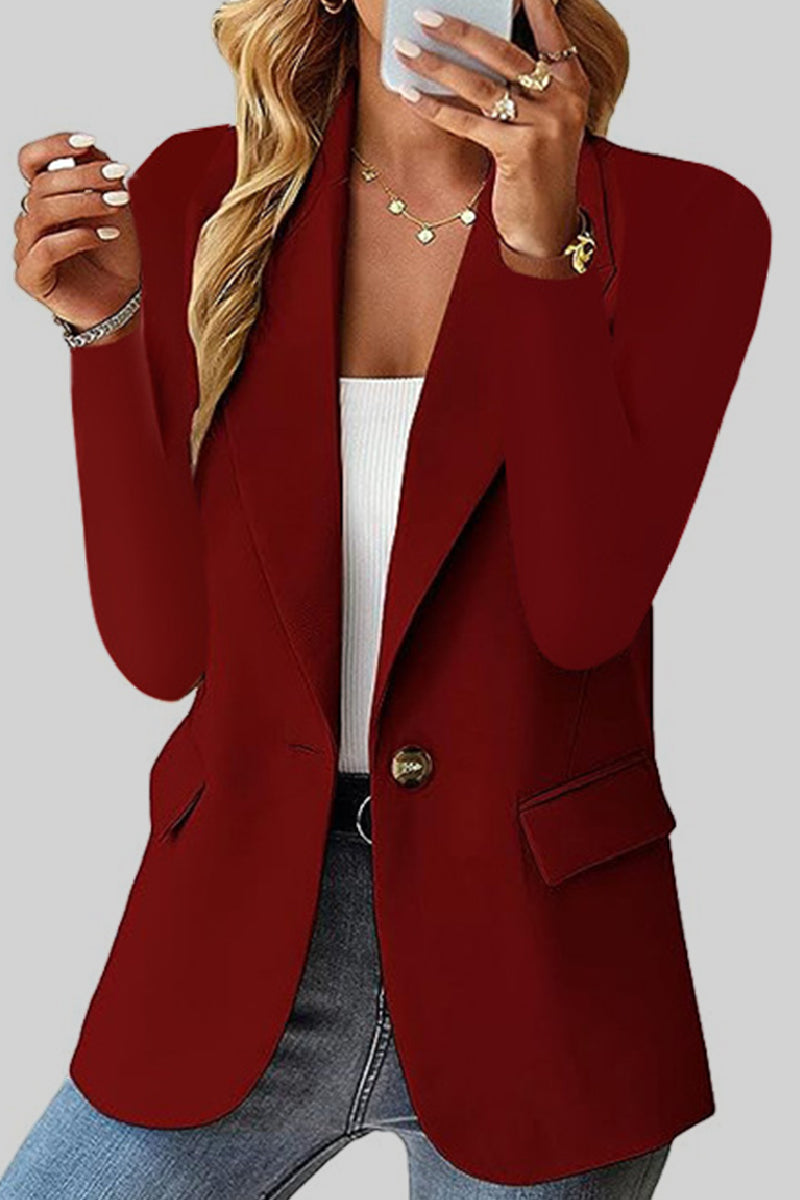 Casual Solid Cardigan Turn-back Collar Outerwear YE9856