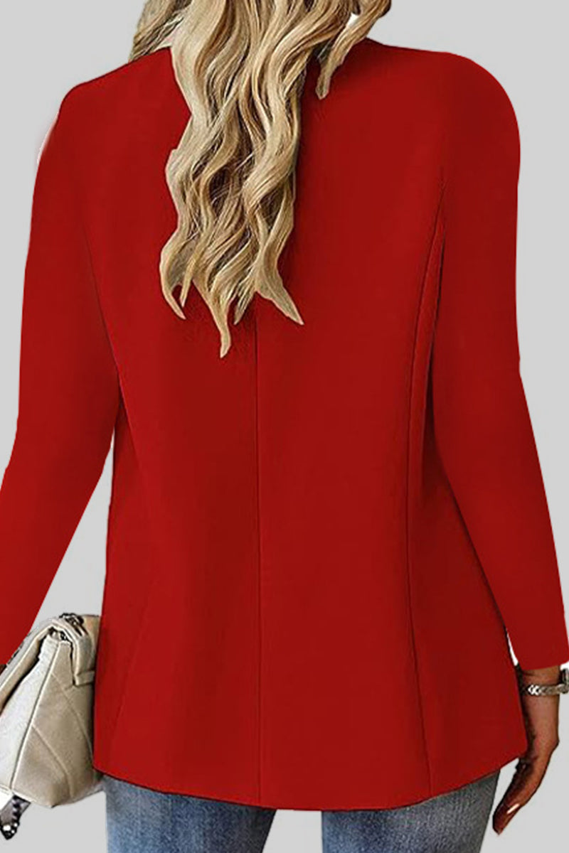Casual Solid Cardigan Turn-back Collar Outerwear YE9856