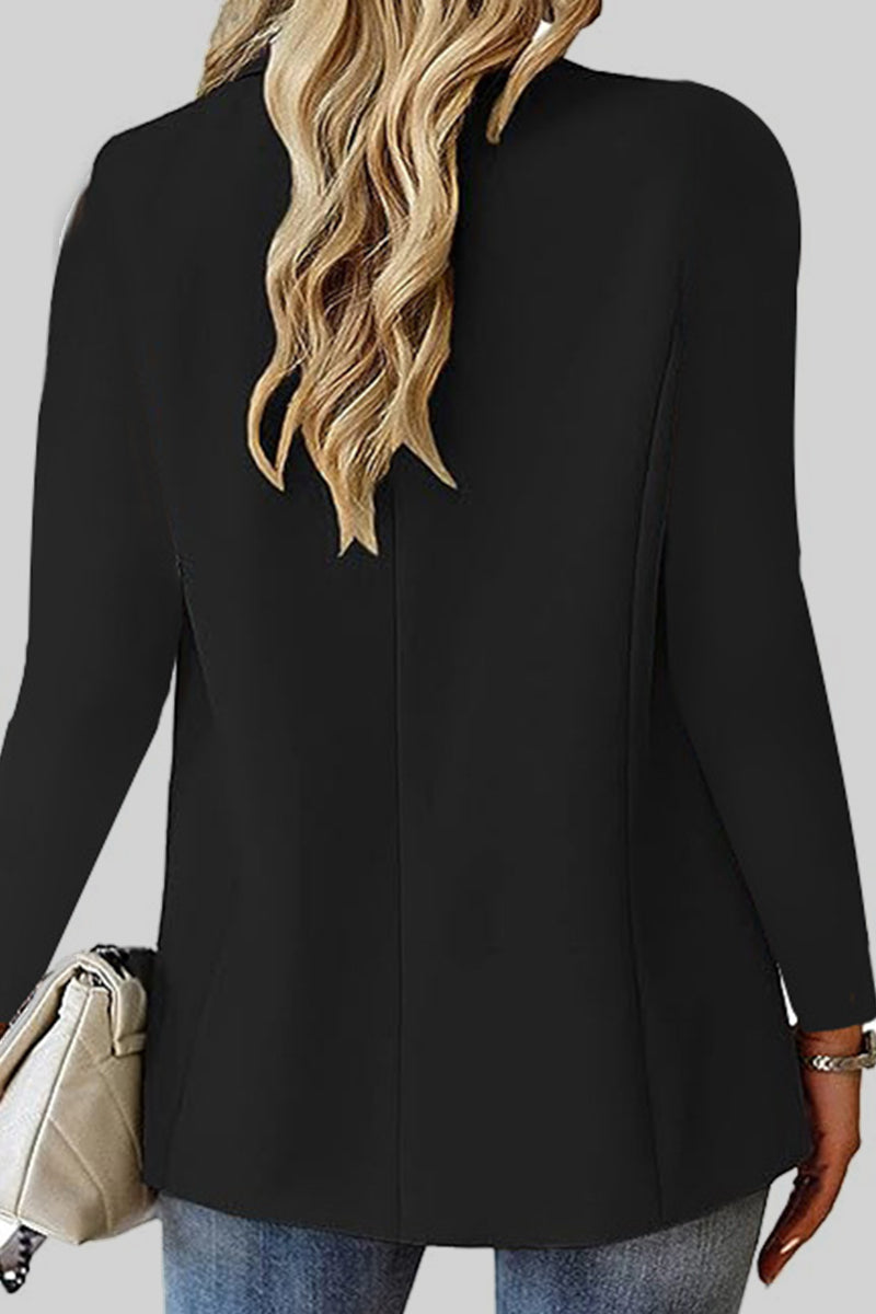 Casual Solid Cardigan Turn-back Collar Outerwear YE9856