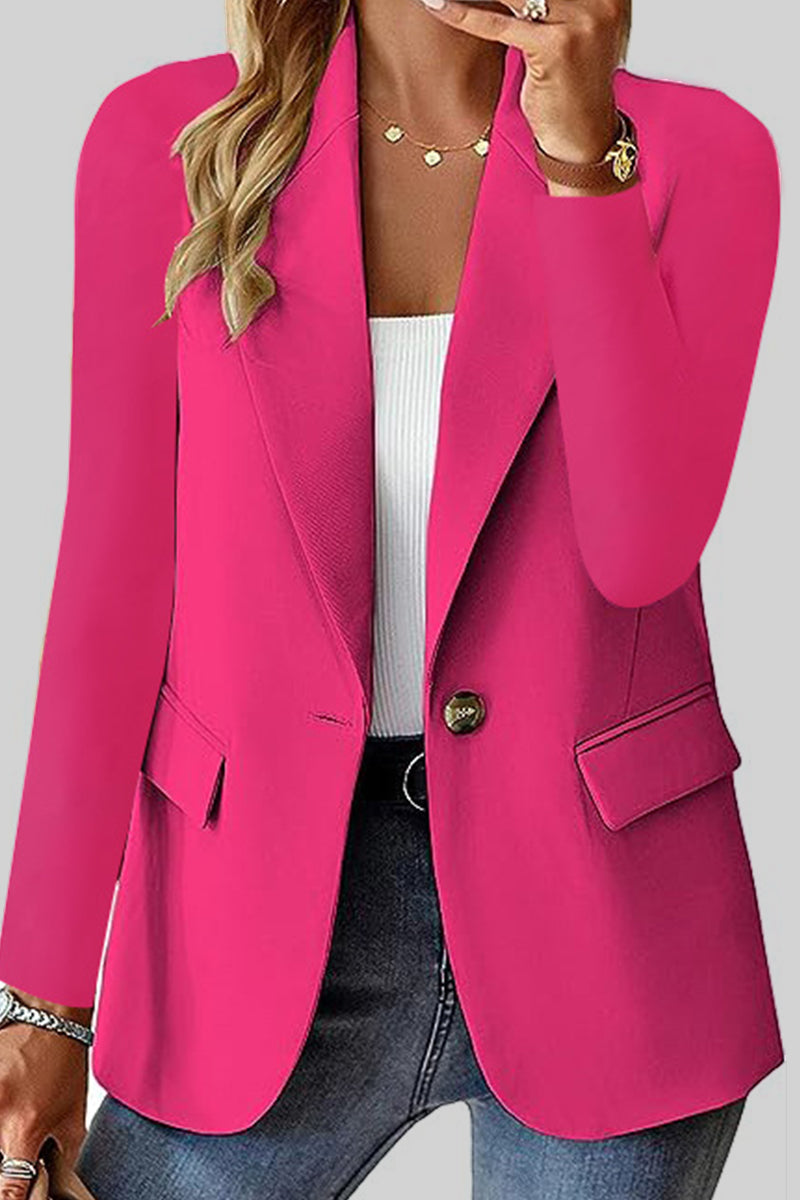 Casual Solid Cardigan Turn-back Collar Outerwear YE9856