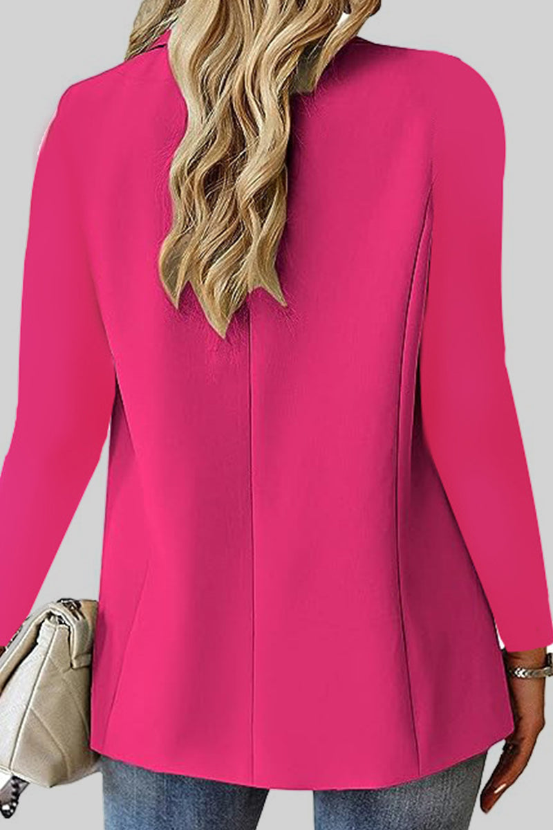 Casual Solid Cardigan Turn-back Collar Outerwear YE9856