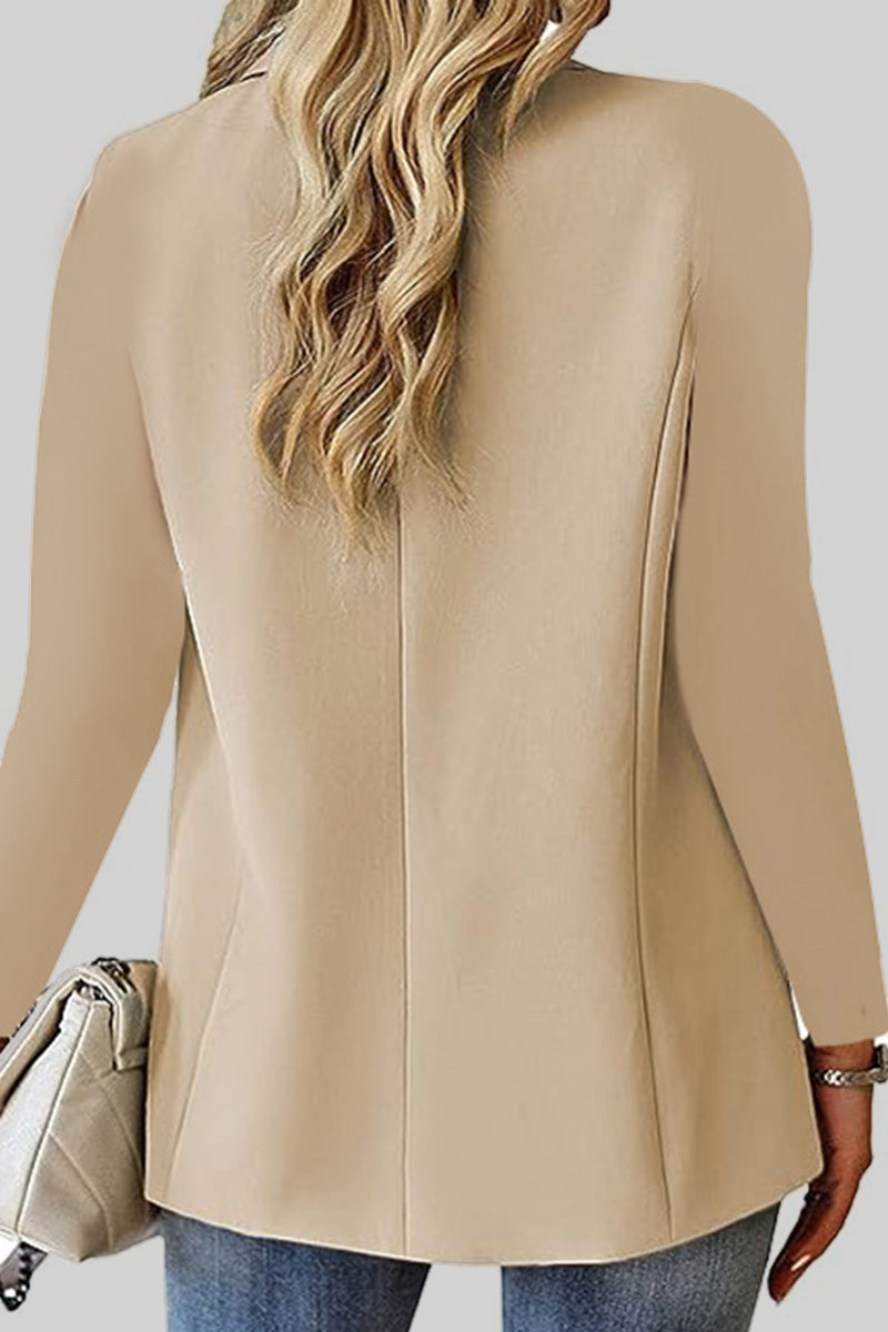 Casual Solid Cardigan Turn-back Collar Outerwear YE9856