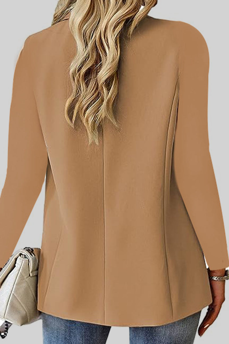 Casual Solid Cardigan Turn-back Collar Outerwear YE9856