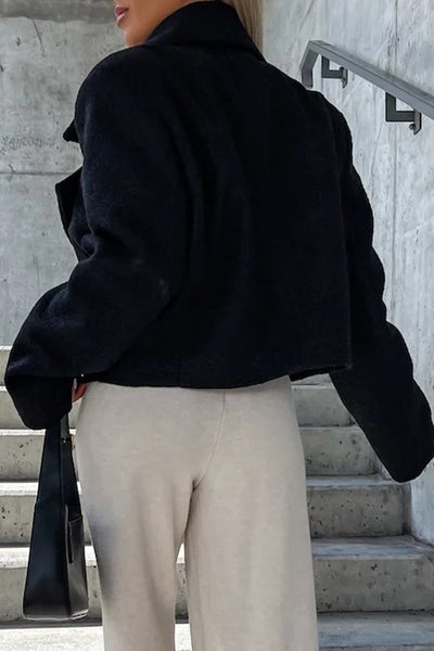 Elegant Solid Turndown Collar Outerwear YE9861