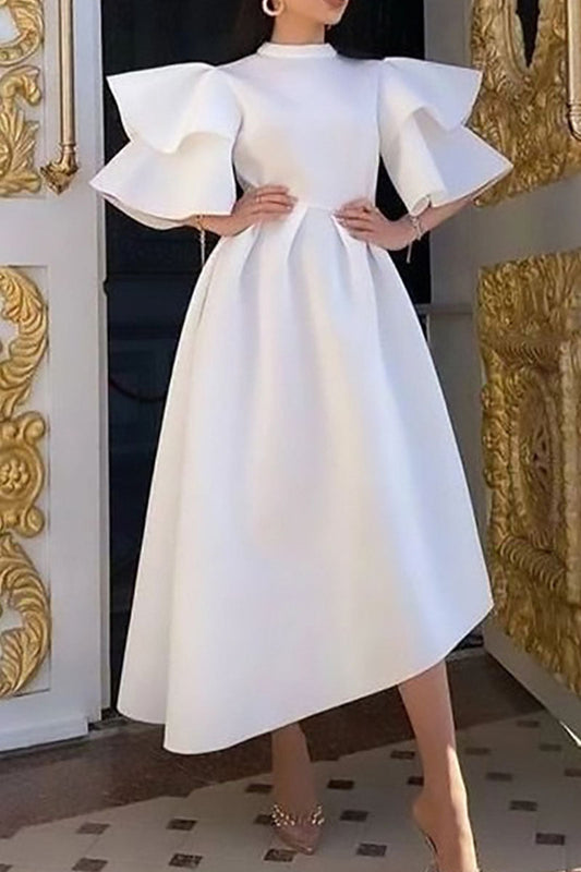 Casual Solid Patchwork Half A Turtleneck Irregular Dress Plus Size Dresses Furdela