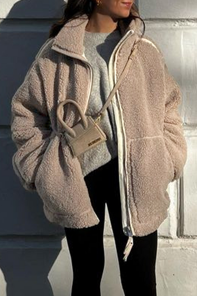 Casual Solid Zipper Mandarin Collar Outerwear YE9866