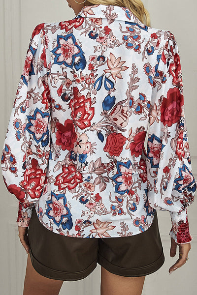 Bohemian Floral Buttons Shirt Collar Tops YE9869