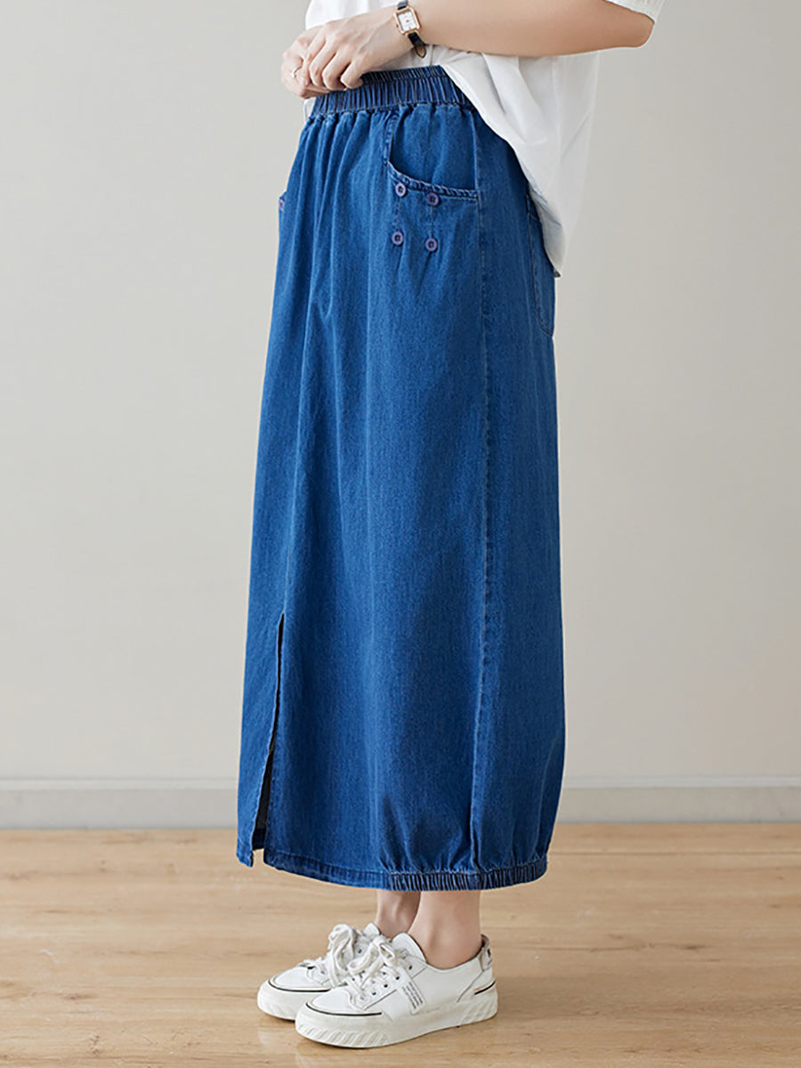 Women Summer Casual Solid Denim Skirt II1048 ZMFS