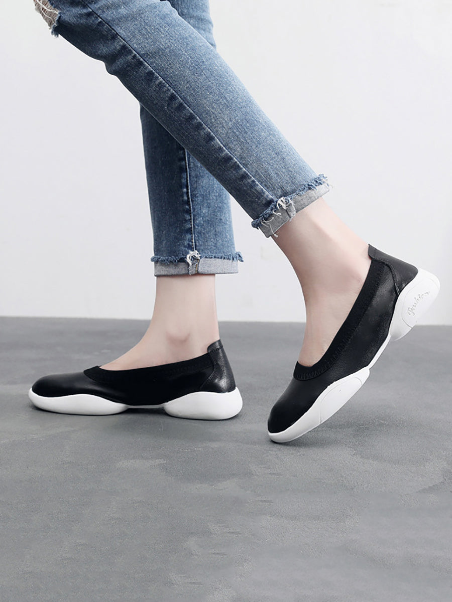 Women Summer Casual Leather Solid Low-Heel Shoes UI1017 Ada Fashion