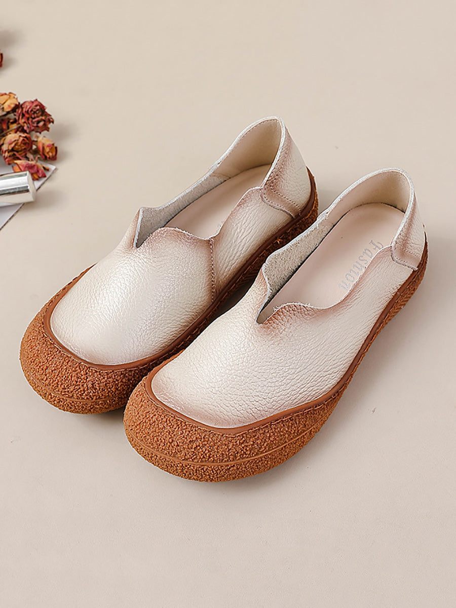 Women Summer Solid Soft Genuine Leather Flat Shoes CX042 BC