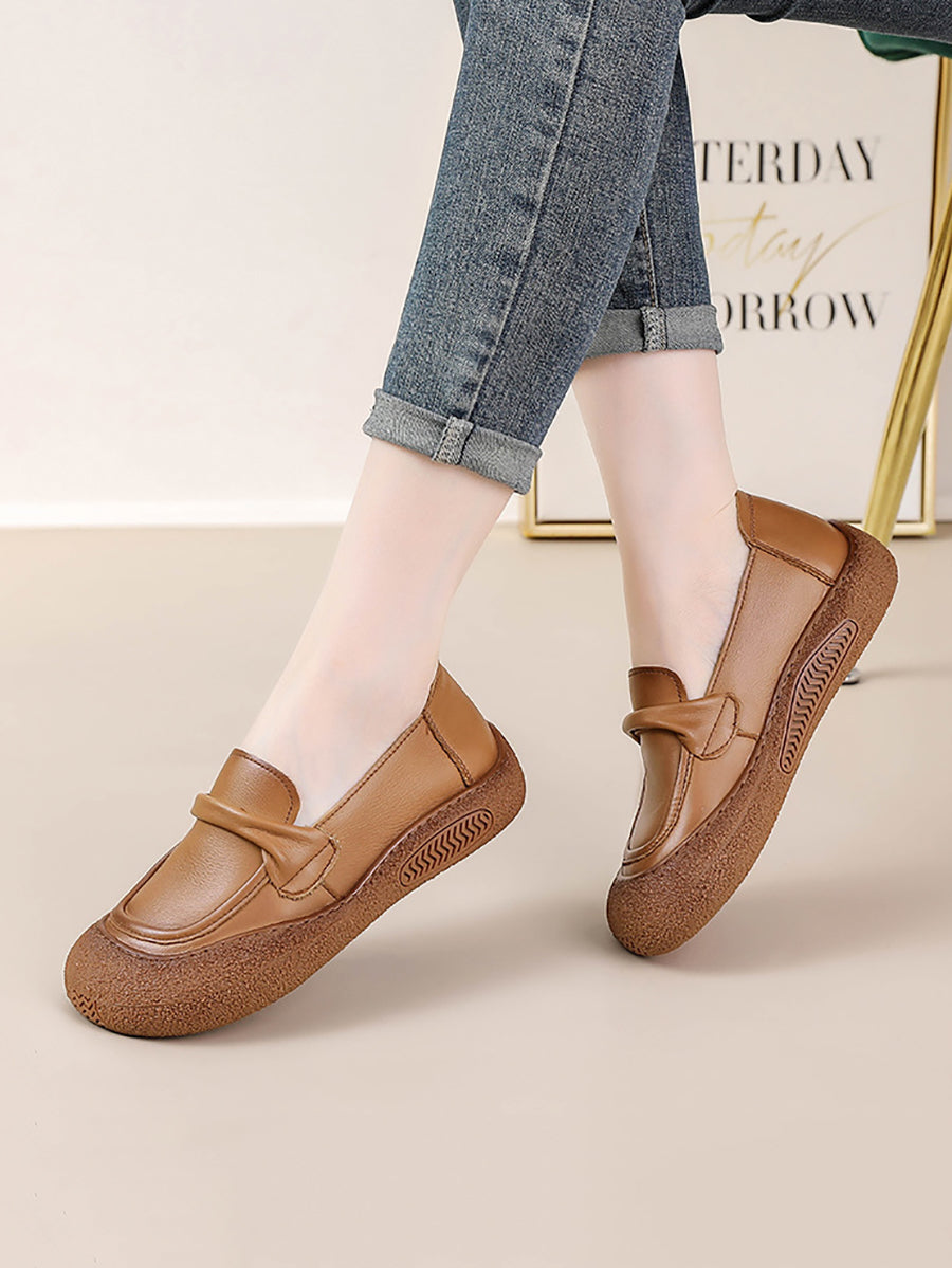 Women Casual Summer Soft Leather Solid Flat Shoes AT1056 BC