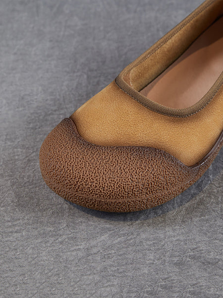 Summer Colorblock Leather Women Flat Genuine Shoes FashionChic