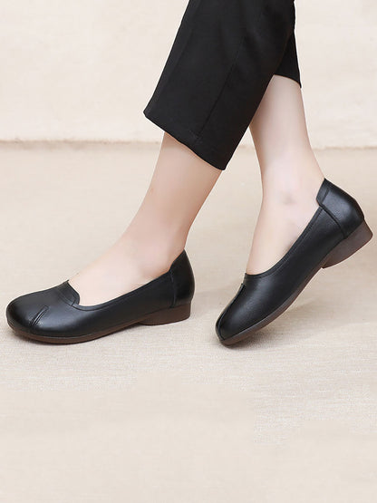 Women Summer Commute Solid Leather Spliced Low Heel Shoes AS1006 HNXZ