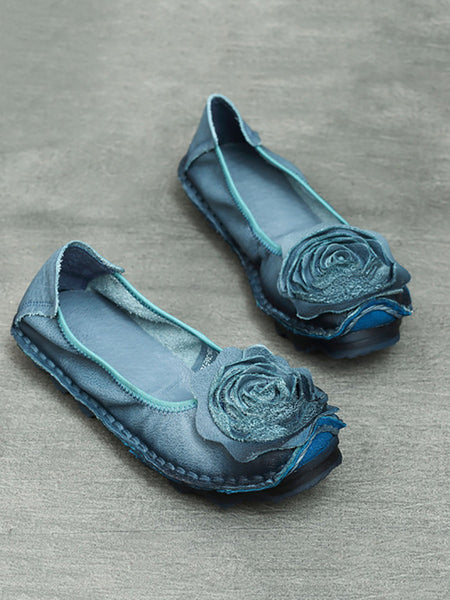 Women Summer Vintage Flower Leather Solid Shoes PP1033 RXMY