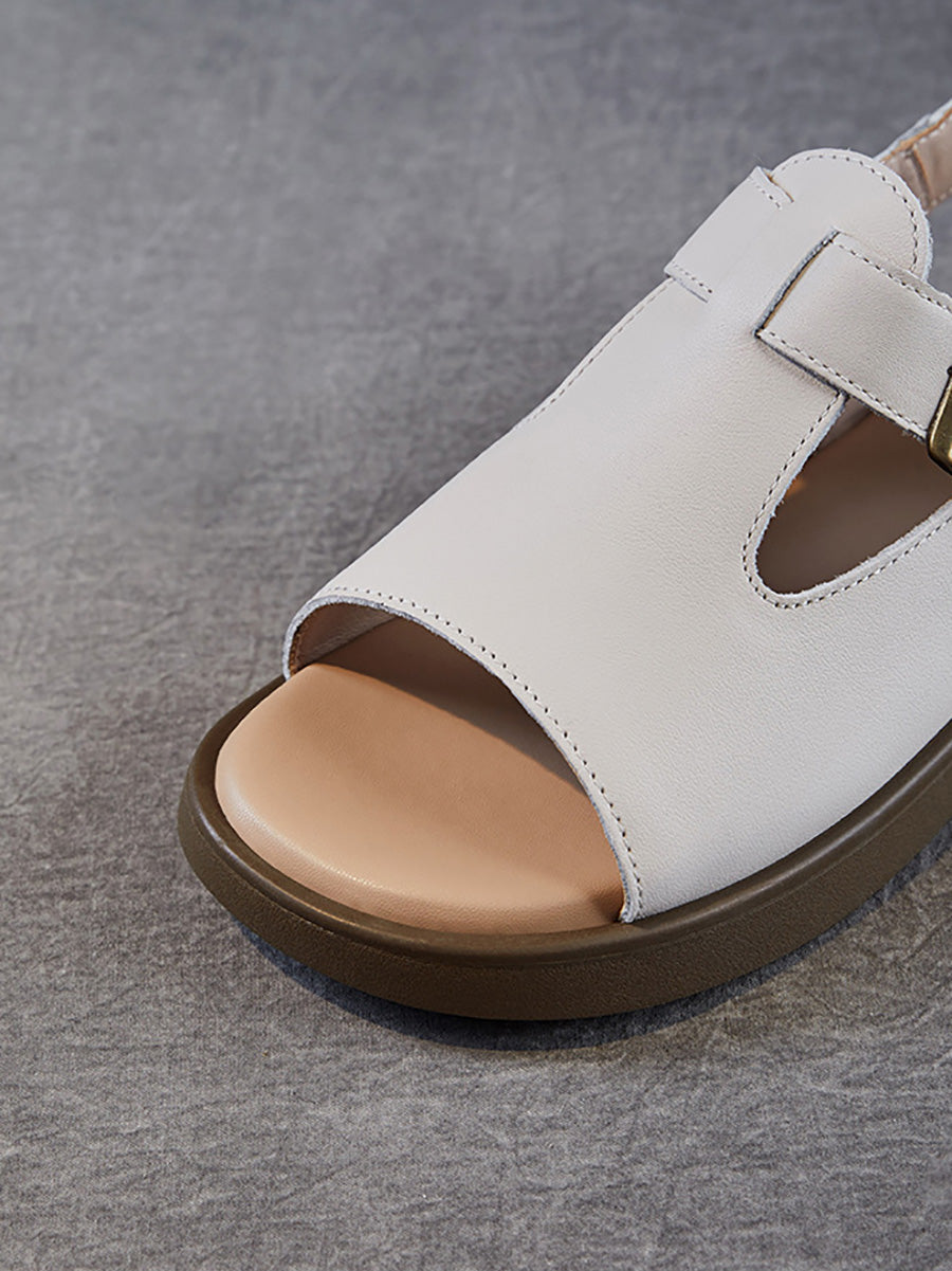 Women Soft Toe Leather Sandals Summer Open FashionChic