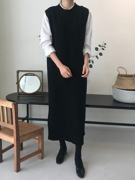 Urban Black Round-Neck Sleeveless Knit Dress QX017 shopify