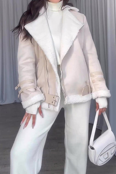 Casual Solid Patchwork POLO collar Outerwear Furdela