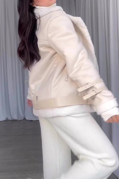 Casual Solid Patchwork POLO collar Outerwear Furdela