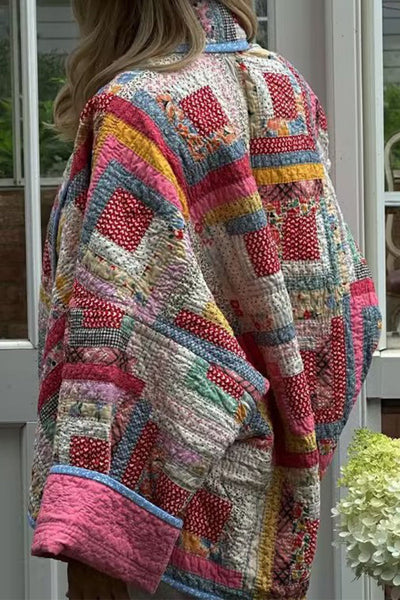 Casual Vintage Geometric Printing Scarf Collar Outerwear Furdela