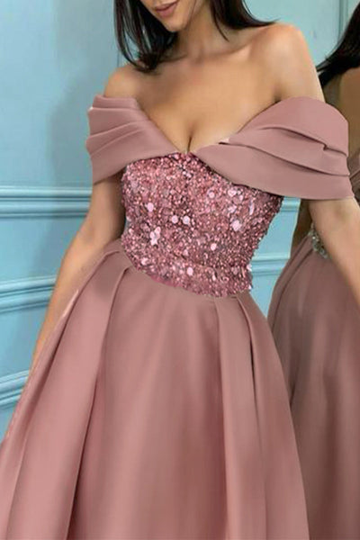 Sexy Formal Solid Sequins Off the Shoulder Princess Dresses RH8522