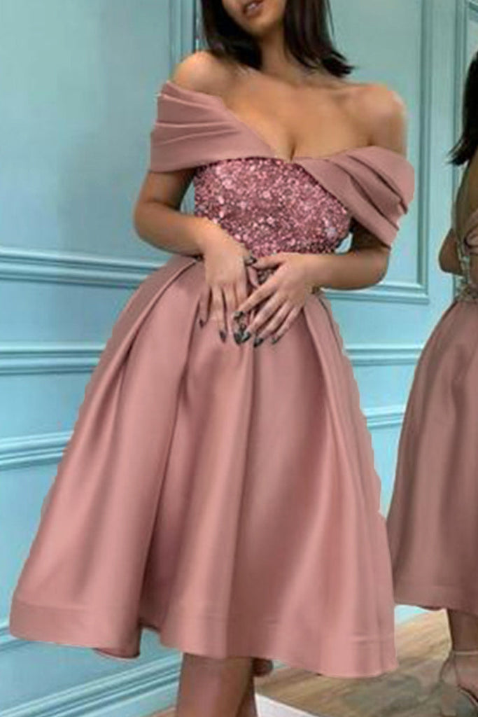 Sexy Formal Solid Sequins Off the Shoulder Princess Dresses RH8522