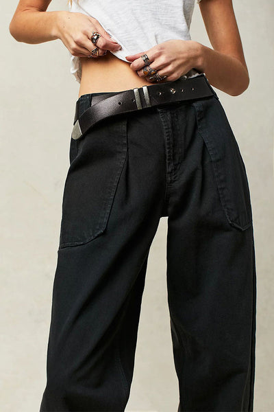 Casual Street Solid Pocket Without Belt Loose Denim Jeans(No Belt) YE8524