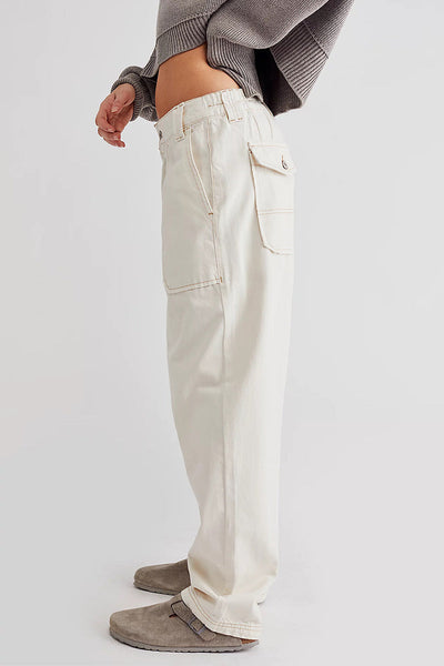 Casual Street Solid Pocket Without Belt Loose Denim Jeans(No Belt) YE8524