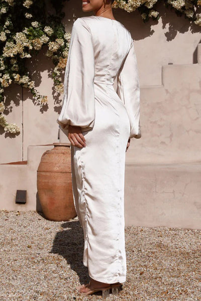 Celebrities Elegant Solid Bandage V Neck A Line Dresses RE5223 Furdela