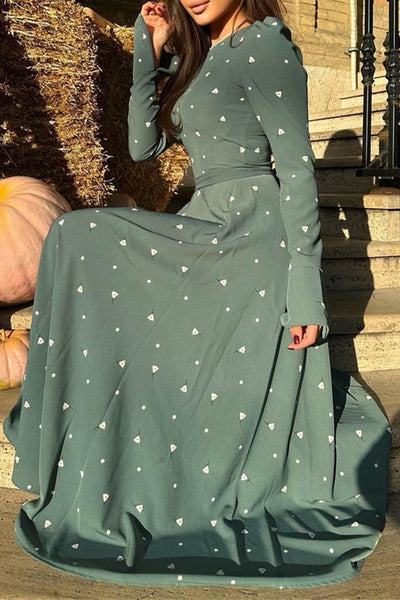 Elegant Floral Frenulum O Neck A Line Dresses Furdela