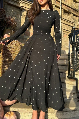 Elegant Floral Frenulum O Neck A Line Dresses Furdela