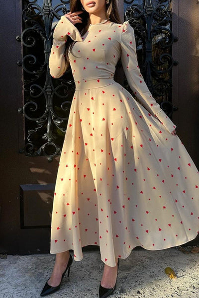 Elegant Floral Frenulum O Neck A Line Dresses Furdela