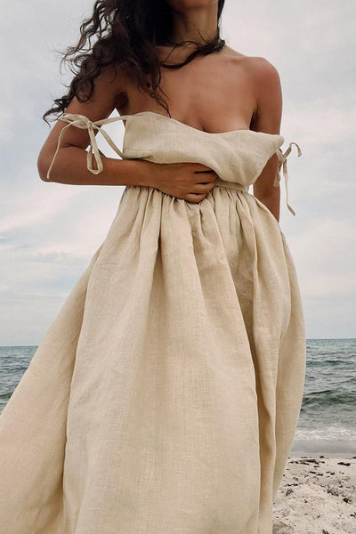 Sexy Vacation Solid Bandage Backless V Neck Beach Dress Dresses Furdela