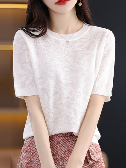 Women Summer Casual Flower Knitted Pullover Shirt WE1019 Ada Fashion