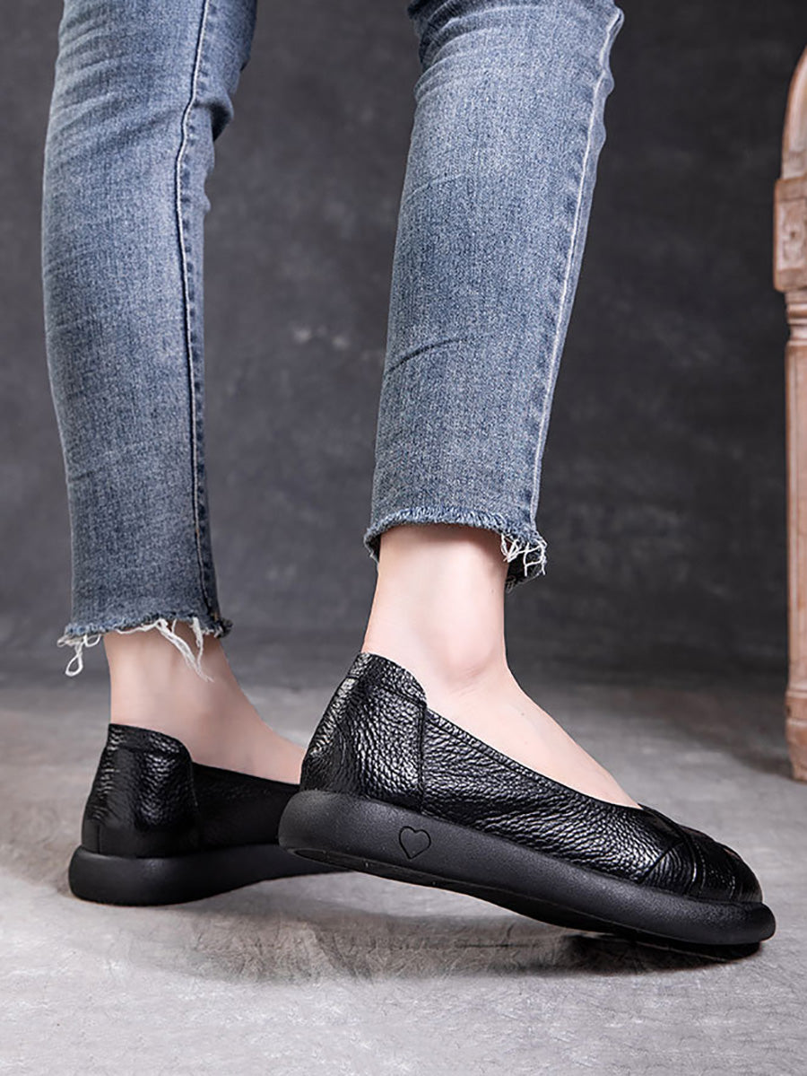 Spliced Genuine Cross Shoes Casual Women Flat Leather FashionChic